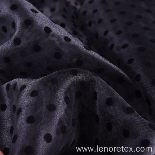 100% Polyester Polka Dot Black Flocking Tulle Fabric